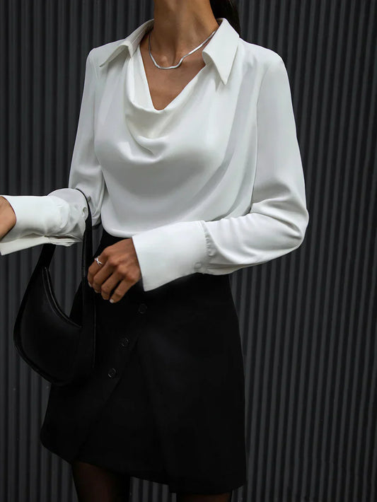 Blusa V-Neck Pieghe di Stile
