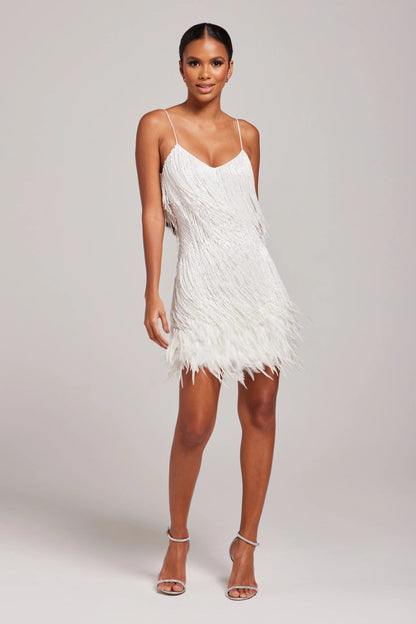 Feather-Adorned Mini Dress