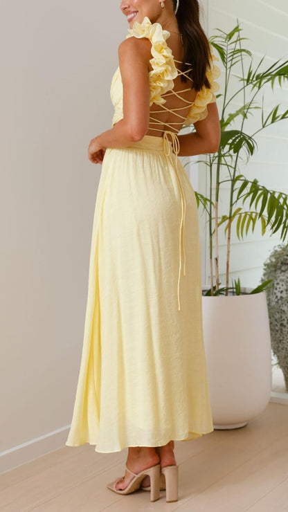 Abito Maxi Giallo Effetto-Snello