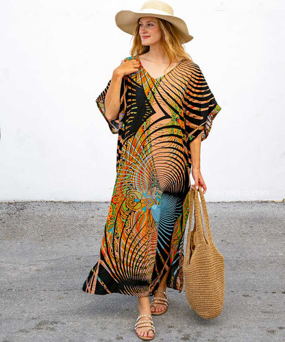 Caftano Elegante con Colori Vibranti