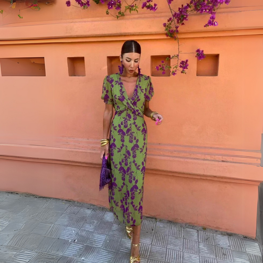 Vintage-Chic Floral Midikleid