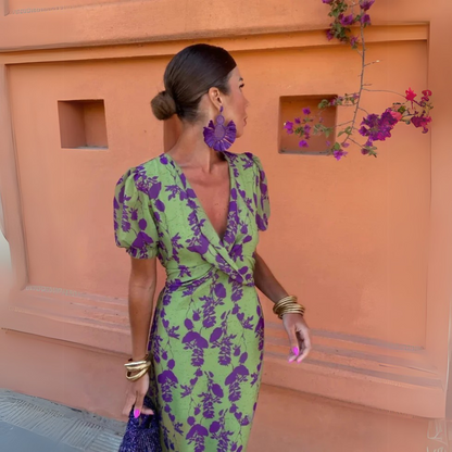 Vintage-Chic Floral Midikleid