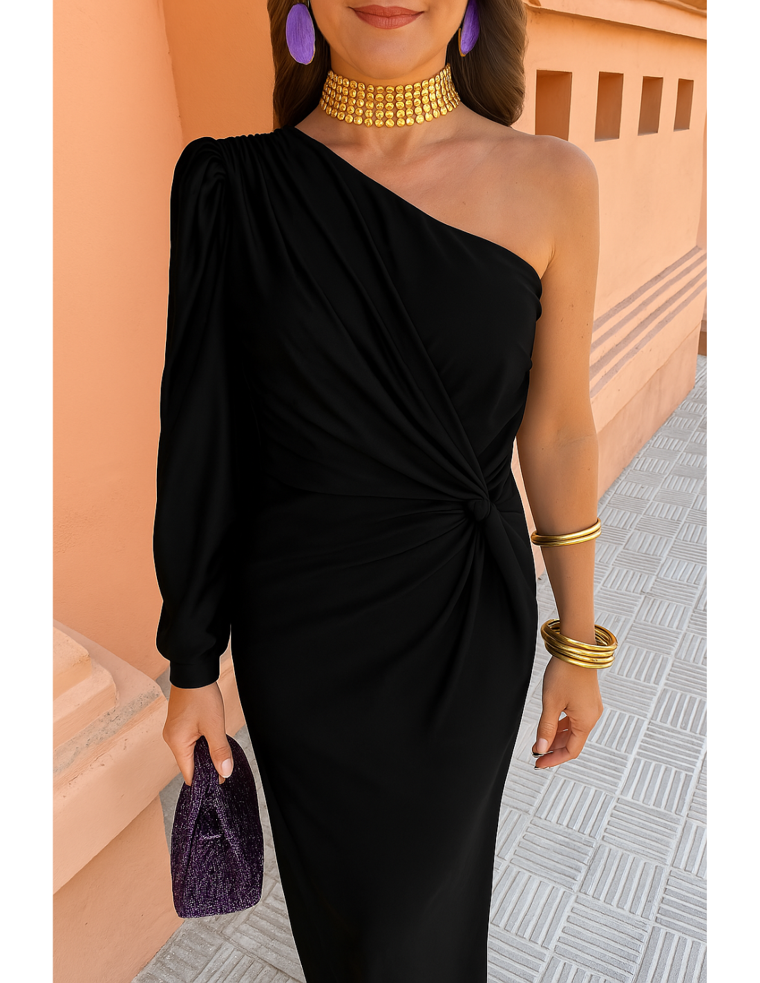 Eleganza One-Shoulder Abito