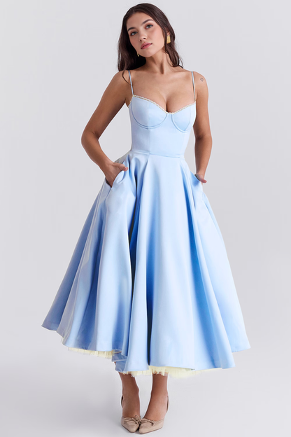 Satin Eleganza Midi Dress