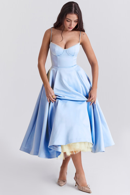 Satin Eleganza Midi Dress