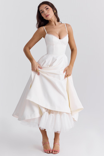 Satin Eleganza Midi Dress