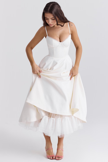Satin Eleganza Midi Dress