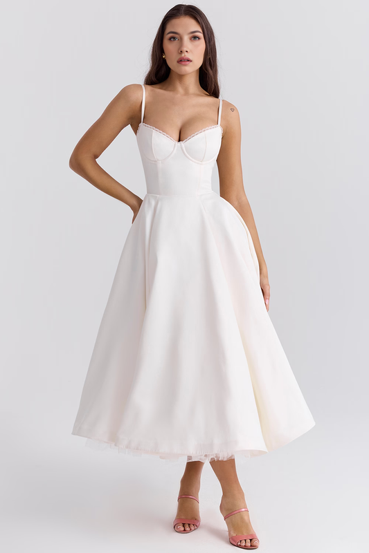 Satin Eleganza Midi Dress