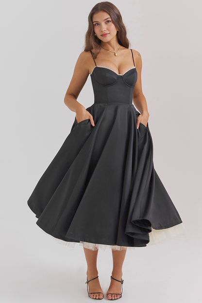 Satin Eleganza Midi Dress