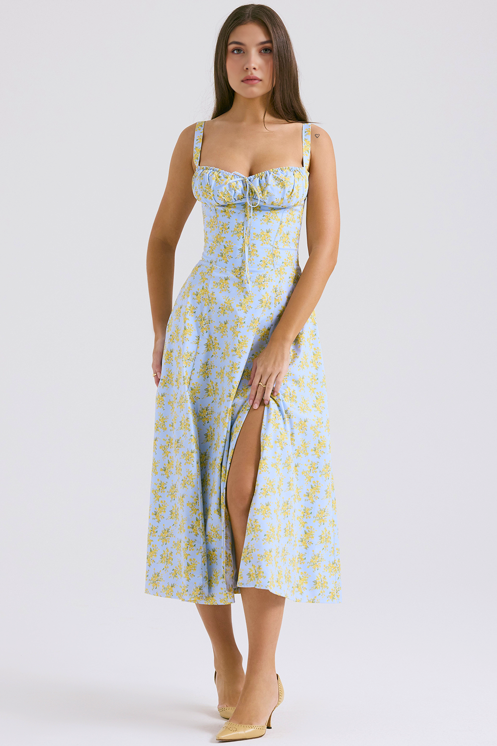 Lace-Up Midi Dress