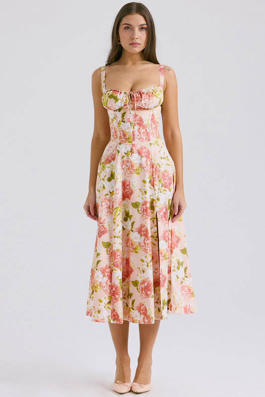 Lace-Up Midi Dress