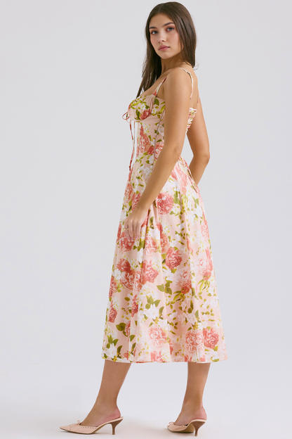 Lace-Up Midi Dress