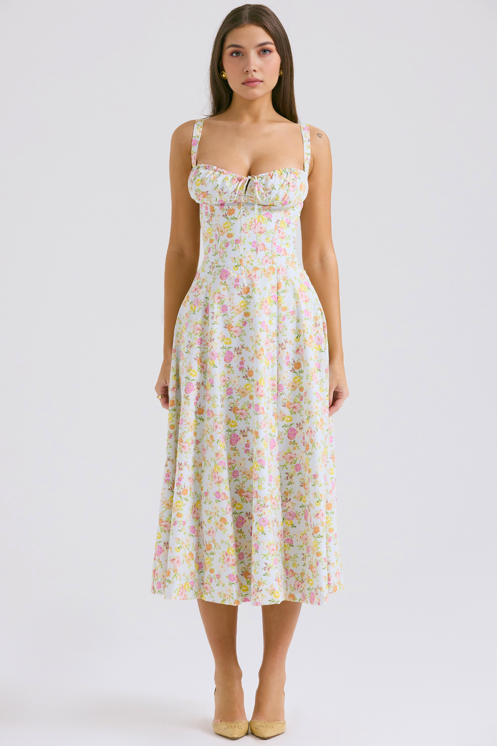 Lace-Up Midi Dress