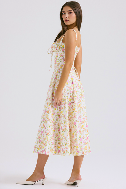 Lace-Up Midi Dress