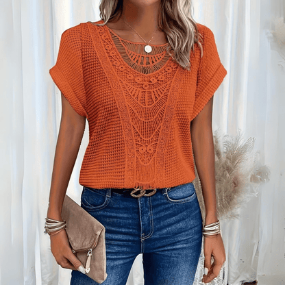 Lace-Accent Ibiza Blouse