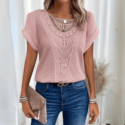 Lace-Accent Ibiza Blouse