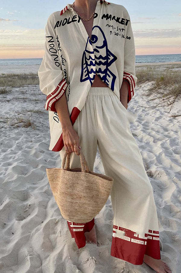 Completo Lino Raffrescante Pesci