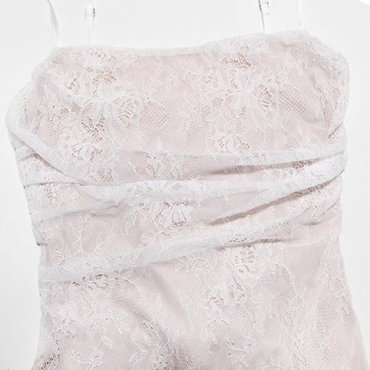 Celeste Eleganza: Abito Maxi in Pizzo