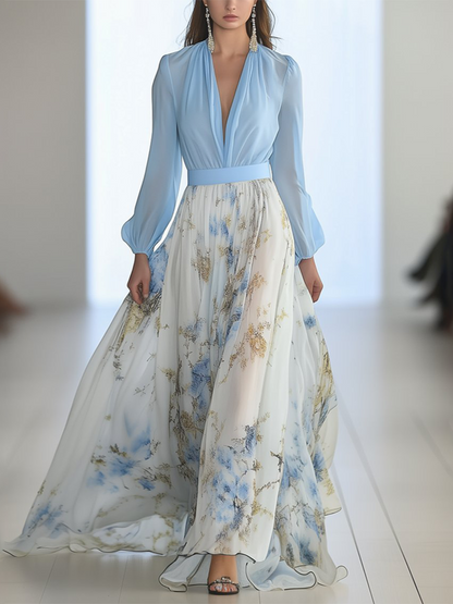 Floral-Elegance V-Neck Dress
