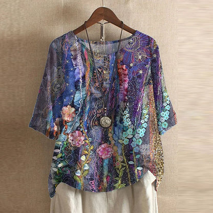 Blusa Floreale Vintage Traspirante