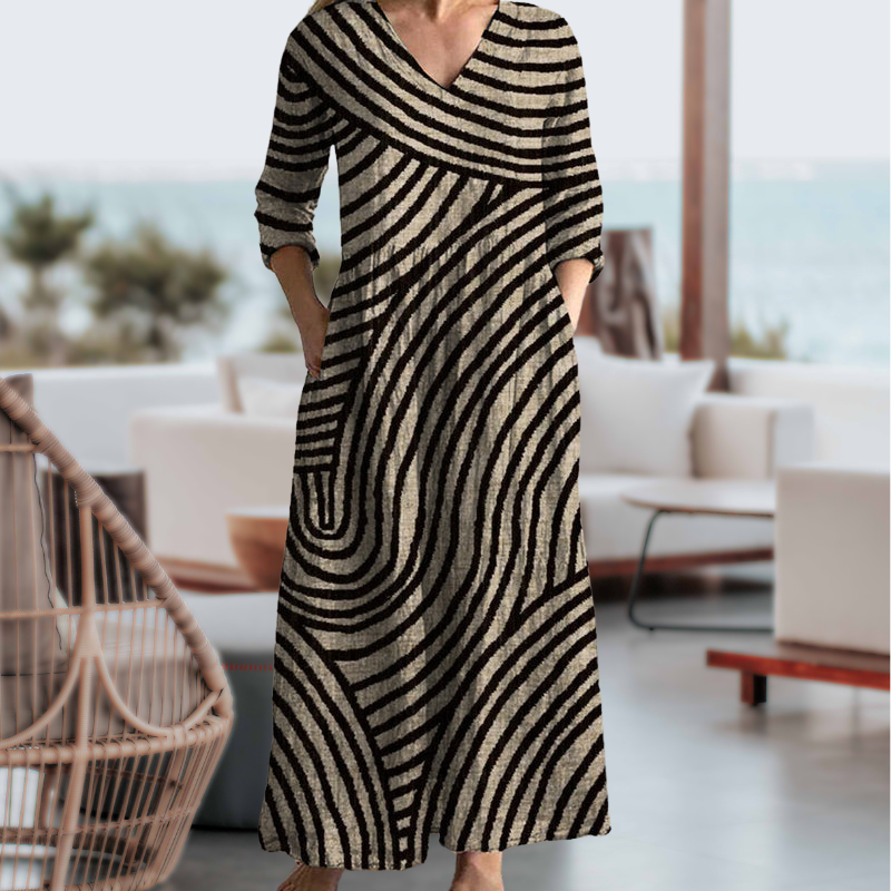 Abito-Righe Vintage Confortevole