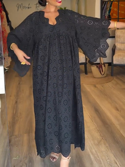 Abito Nero Elegante Hollow Chic