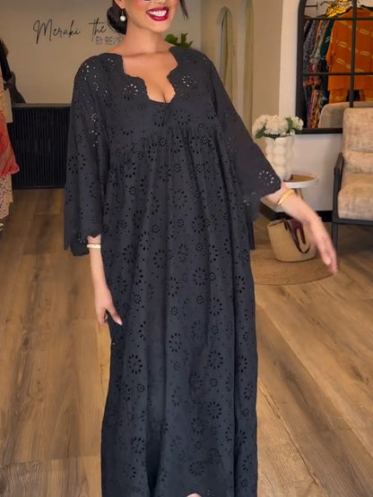 Abito Nero Elegante Hollow Chic