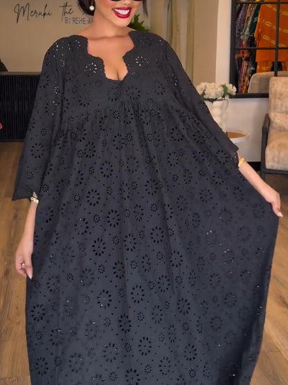 Abito Nero Elegante Hollow Chic