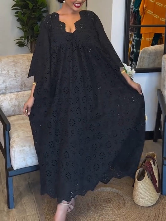 Abito Nero Elegante Hollow Chic