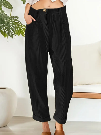 Pantaloni A Coste Caldo-Leggero