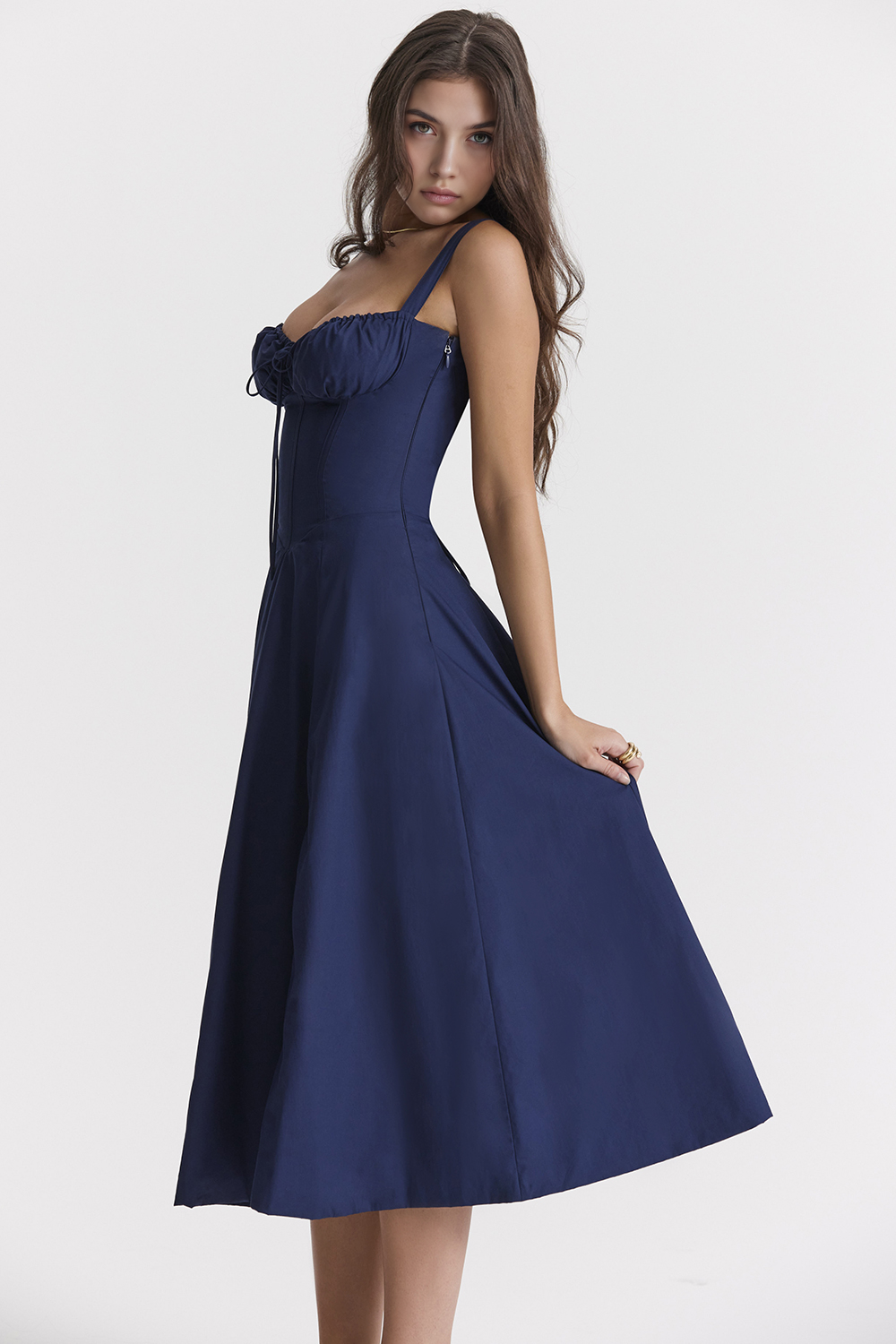 Lace-Up Midi Dress