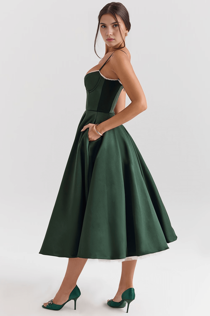 Satin Eleganza Midi Dress