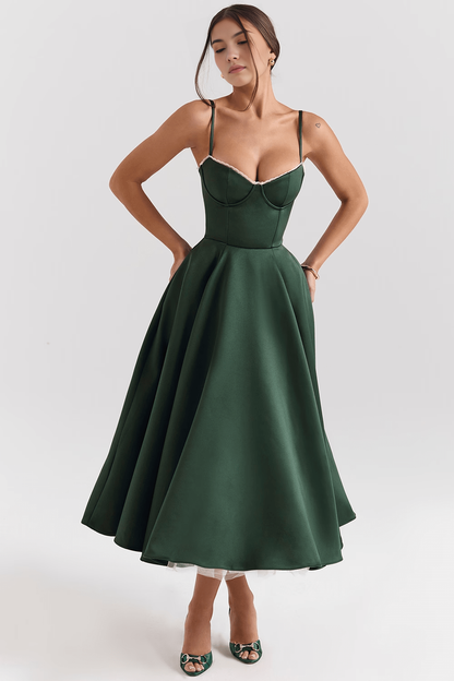 Satin Eleganza Midi Dress