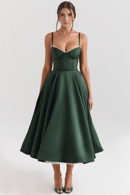 Satin Eleganza Midi Dress