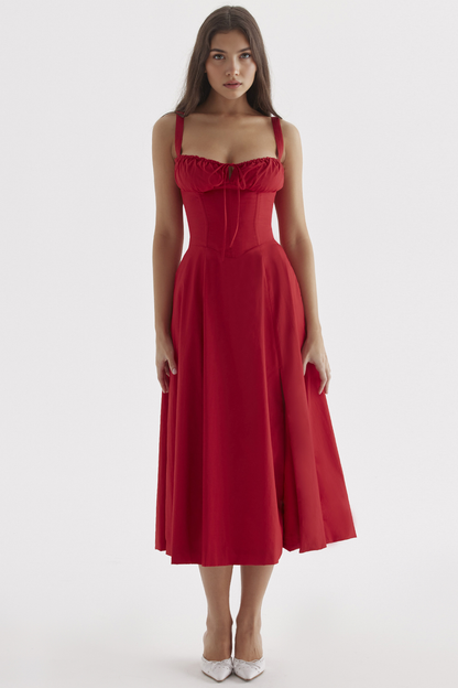 Lace-Up Midi Dress