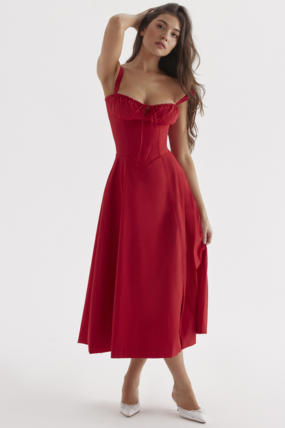 Lace-Up Midi Dress