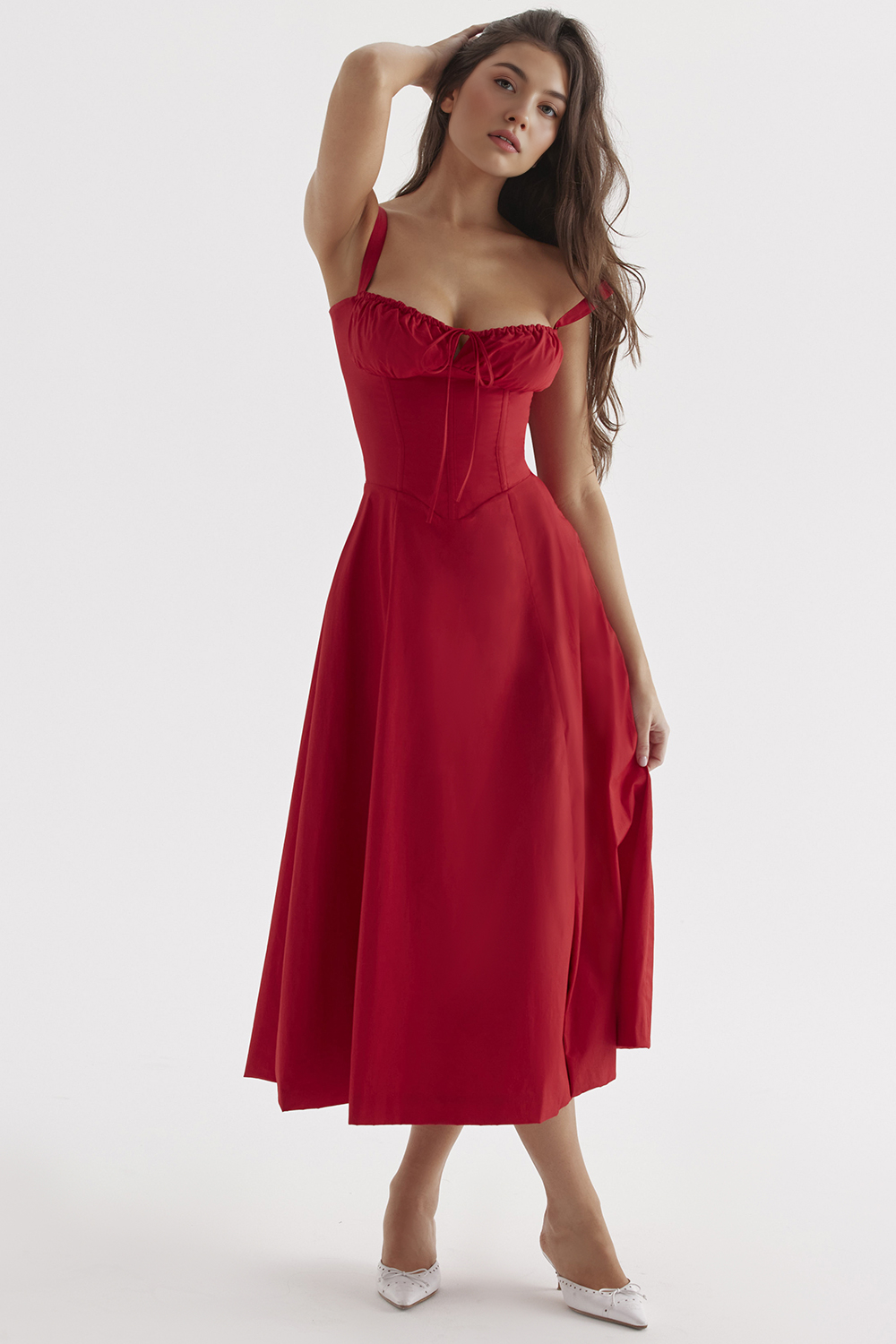 Lace-Up Midi Dress