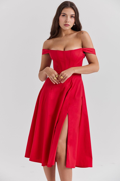 Floral Off-Shoulder Midi Dress