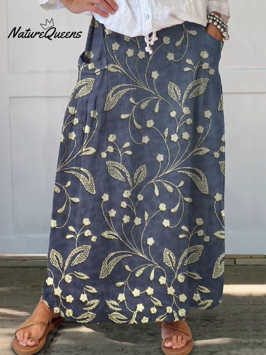 Gonna Elegante a Fiori Retro