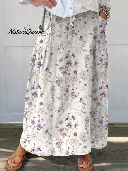 Vintage Floral Linen Dress