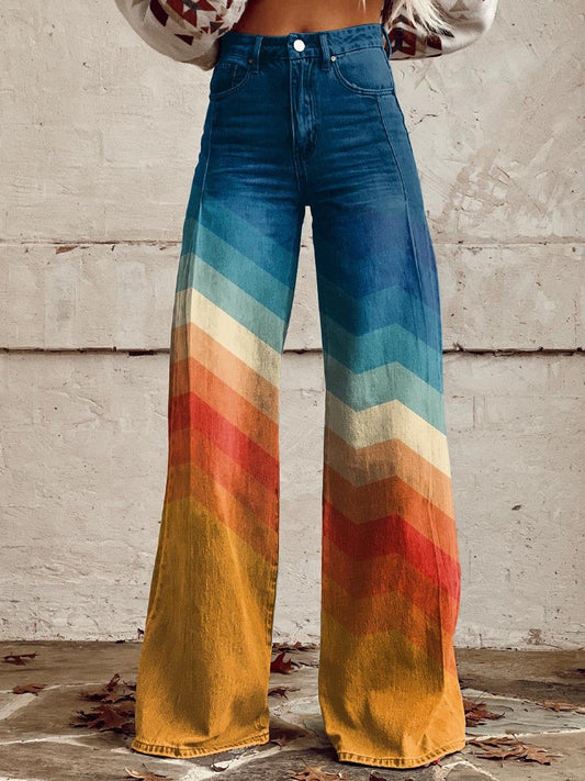 Pantaloni Eleganti Righe Colorate