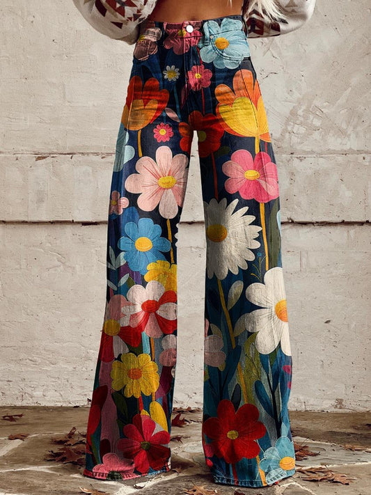 Pantaloni Floreali Largo Comfort
