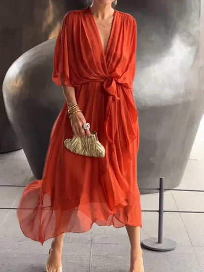 Chiffon Elegante Abito V-Sensuale