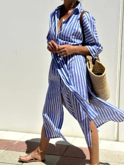 Chic Collared Striped Dress