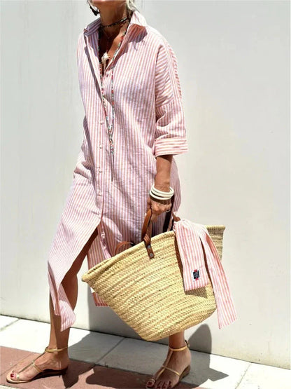 Chic Collared Striped Dress