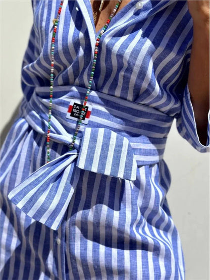Chic Collared Striped Dress