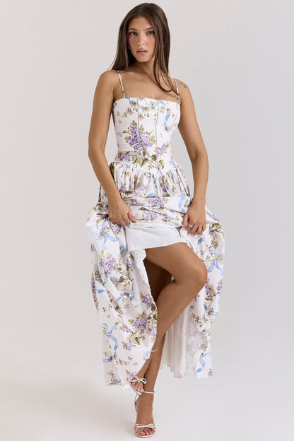 Abito Snellente Floreale Midi