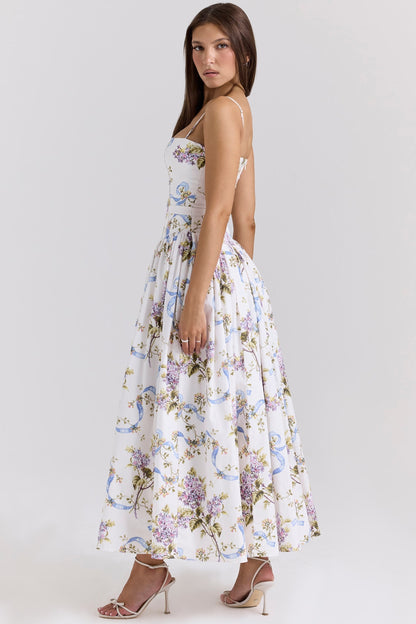Abito Snellente Floreale Midi